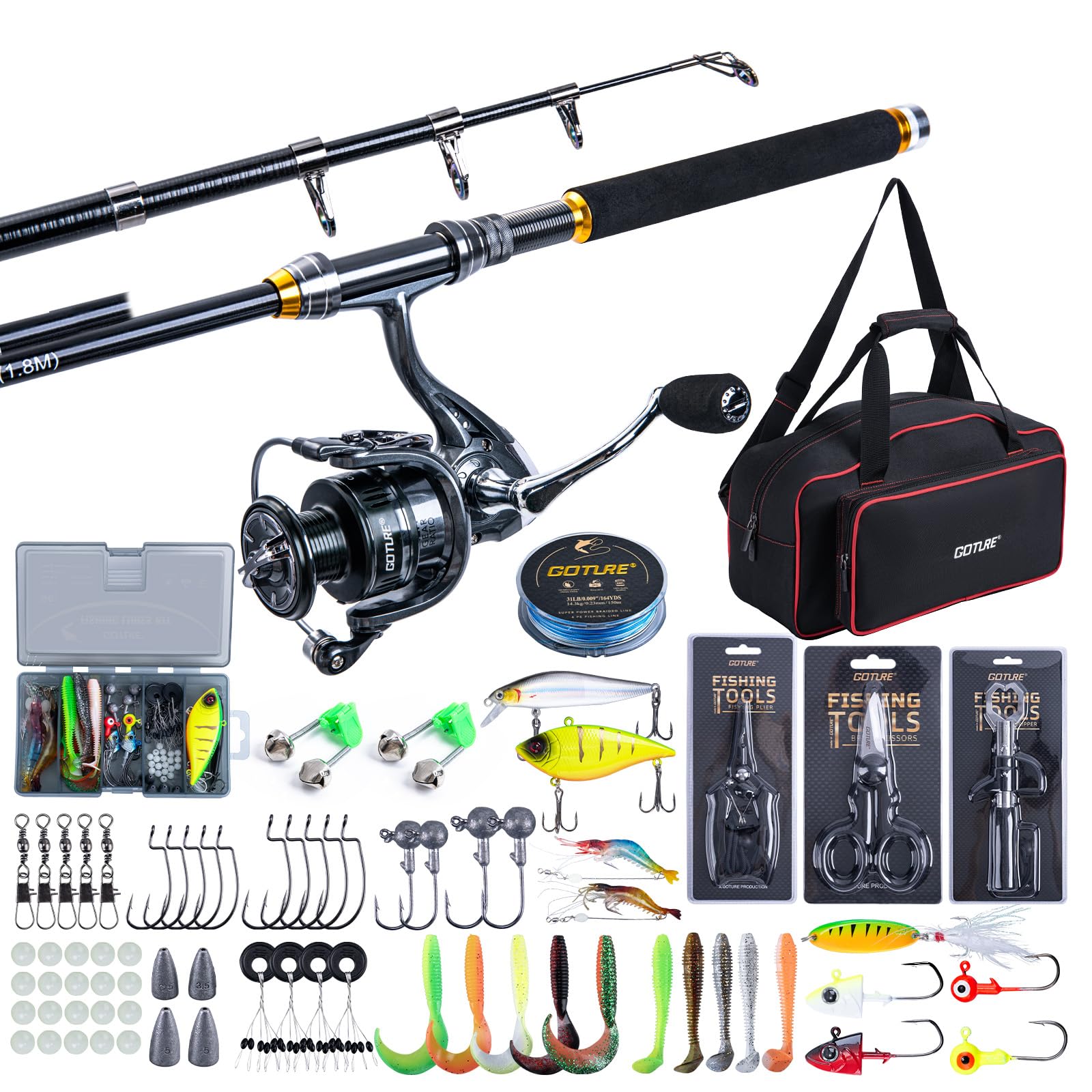 Fishing Rod Spinning - Goture Fishing Teleskoprute und Rollenkombinationen, 1,8–2,7
